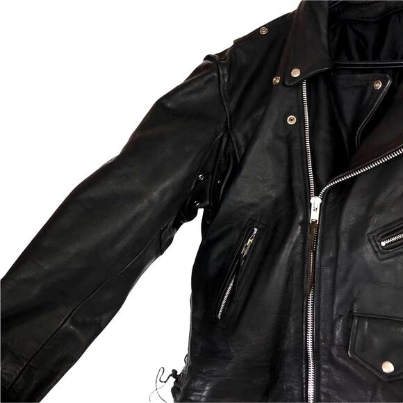 Mens Unbranded Heavy Thick Genuine Leather Motorcycle Biker Core Jacket Large - Picture 2 of 6